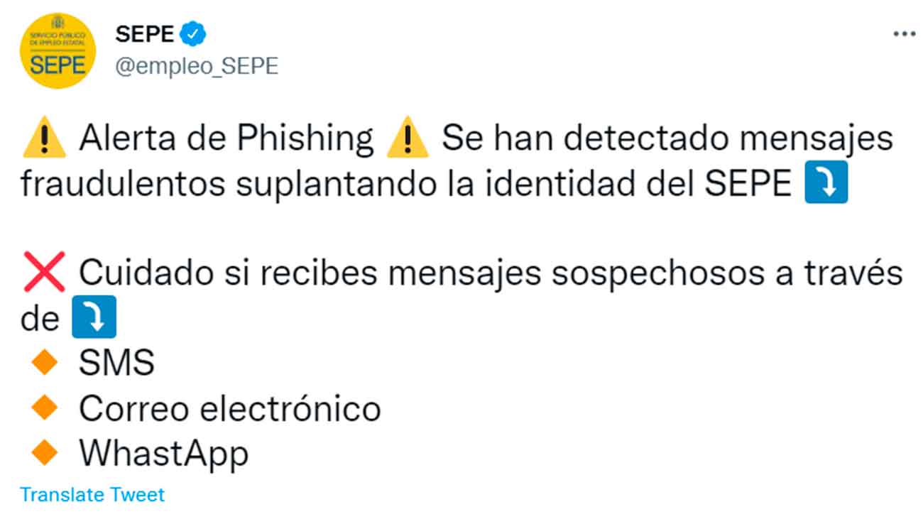 alerta sepe phishing